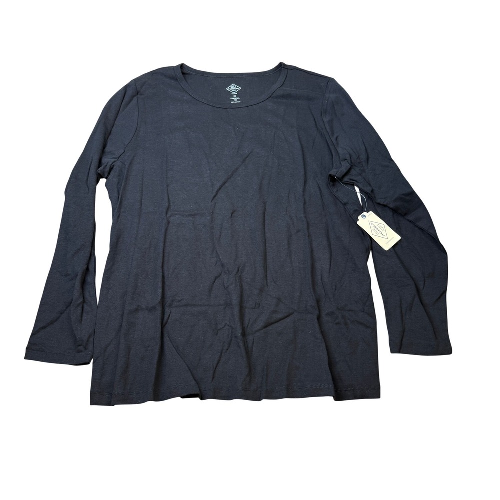 MSRP $22 St John's Bay Womens 2X Black Long Sleeve Essential Tee Shirt